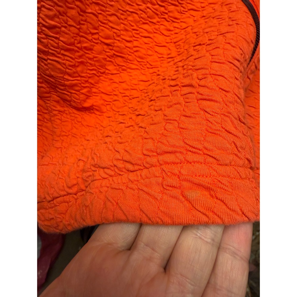 Lululemon Textured Mesh Full Zip Jacket Orange Popcorn Funnel Neck Size 4 - Picture 7 of 7